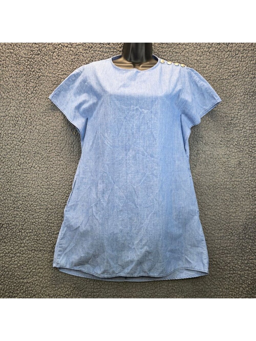 Zara Denim Mini Dress XS Blue Dolman Sleeves Hi-Lo Casual Chic Y2K Minimalist